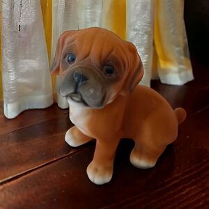 Vintage Boxer Dog Puppy Figure Harvey Knox Global Art Porcelain J21B83 1980s.  N